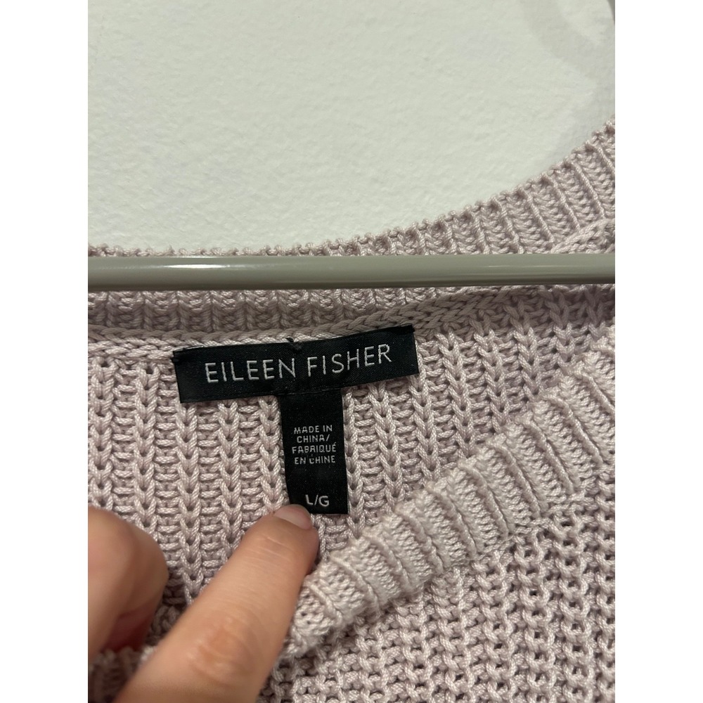 Eileen Fisher 100% Organic Cotton Rib Knit Oversized Crewneck Sweater L - Picture 3 of 7
